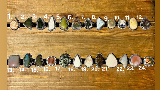 Natural Mix Gemstone Rings - Vintage Settings