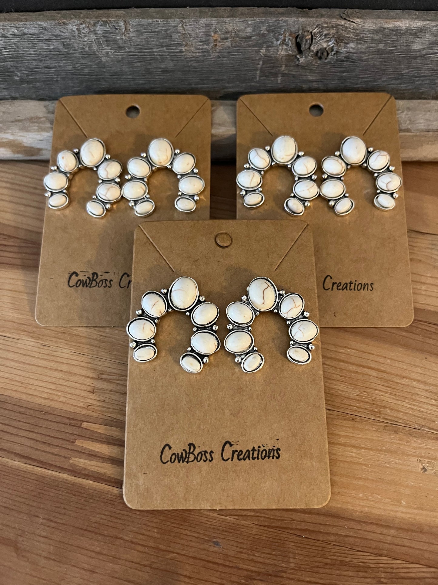Faux White Buffalo Earrings