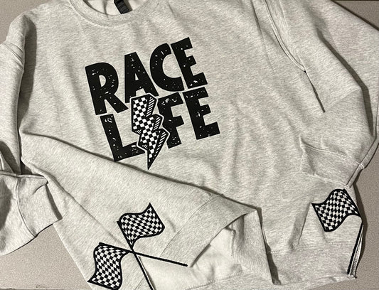 Race Life Side Flags Crewneck