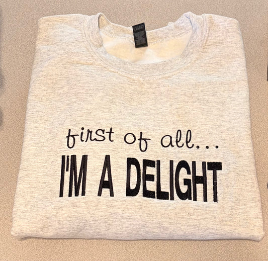 First of all… Embroidered Crewneck