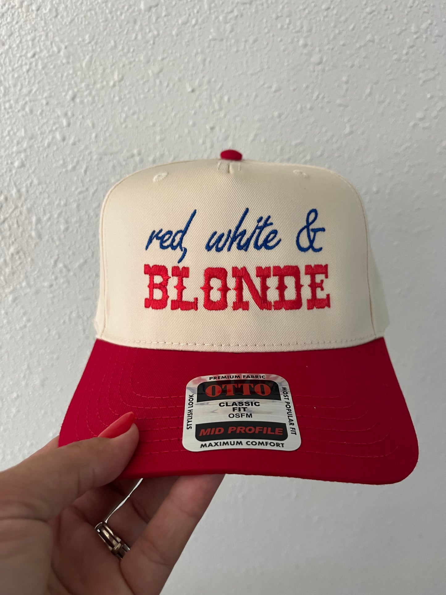 Red White & Blonde Trucker Hat