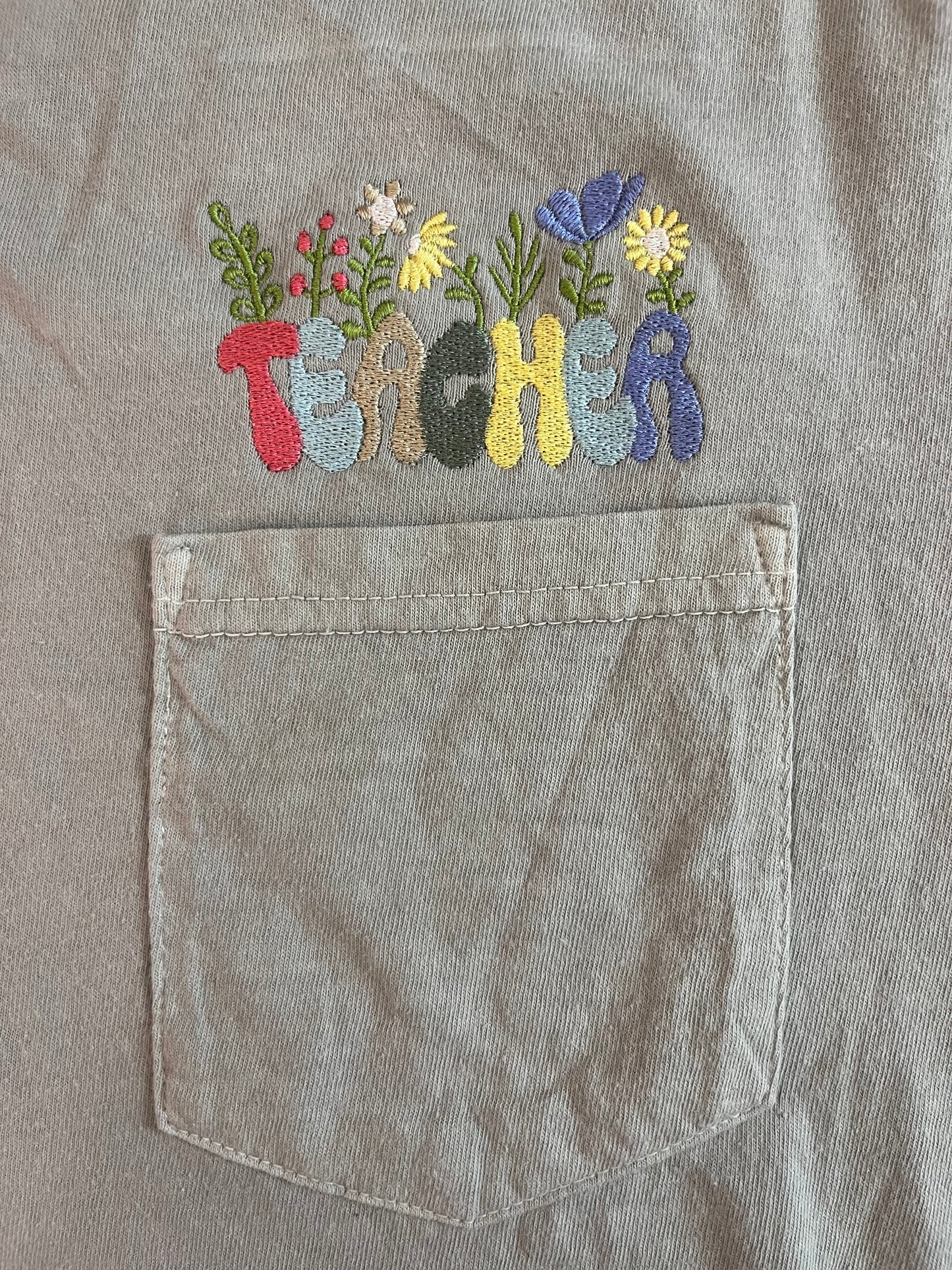 Teacher Embroidered Pocket Shirt